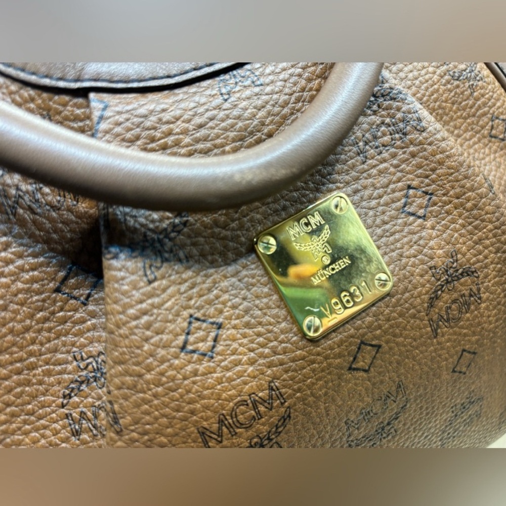 MCM cognac /brown viscose and leather hobo bag - Picture 3 of 17